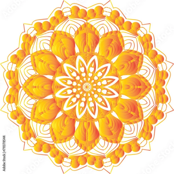 Obraz  Circular flower mandala pattern for Henna, Mehndi, and Decoration. Decorative ornament in ethnic oriental style. Outline doodle hand draw vector illustration