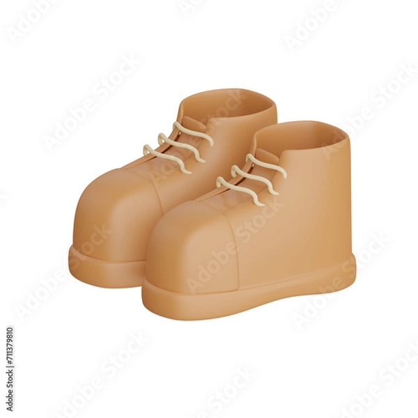 Fototapeta 3D Shoe Model Footwear Traditions in Norse Culture. 3d illustration, 3d element, 3d rendering. 3d visualization isolated on a transparent background