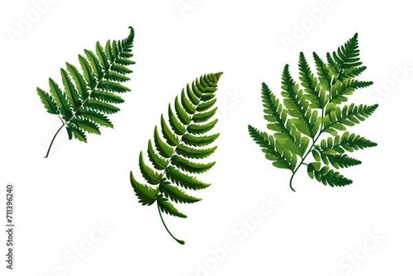 Fototapeta different types of fern leaves isolated on white