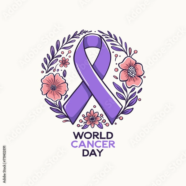 Obraz Vector illustration retro vintage hand drawn for world cancer day 3