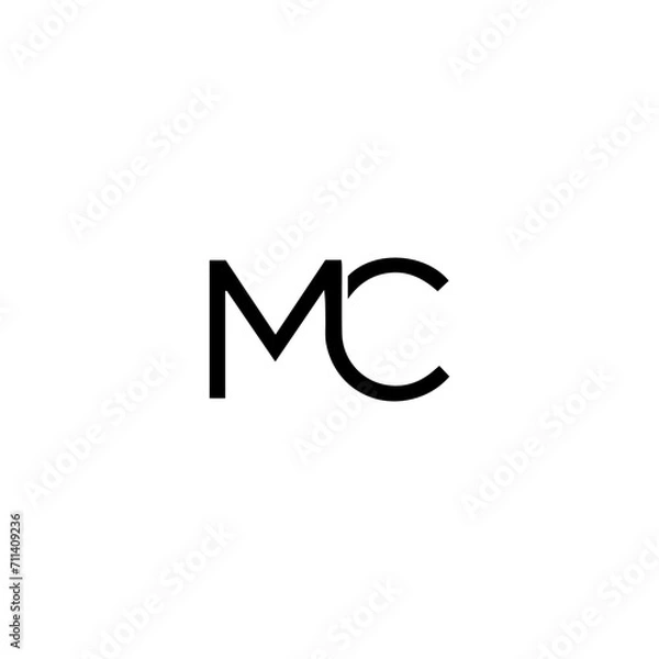 Fototapeta MC logo. M C design. White MC letter. MC, M C letter logo design. Initial letter MC linked circle uppercase monogram logo. M C letter logo vector design. MC letter logo design five style.	
