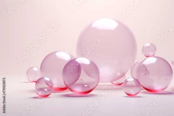 Fototapeta Pink Bubbles in Varied Sizes