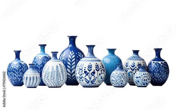 Fototapeta Adorn Your Space with Jaipur Blue Pottery Pieces on White or PNG Transparent Background