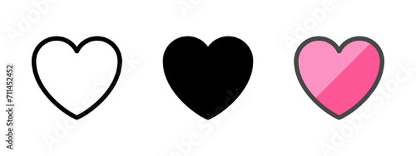 Fototapeta Multipurpose heart vector icon in outline, glyph, filled outline style. Three icon style variants in one pack.