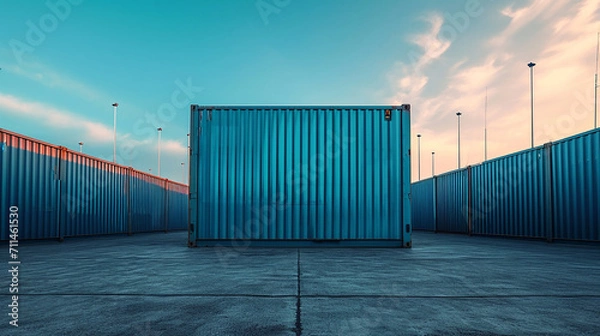 Obraz Cargo container or shipping container with strength for shipment storage and transport goods product and raw material between location or country. Made with generative ai