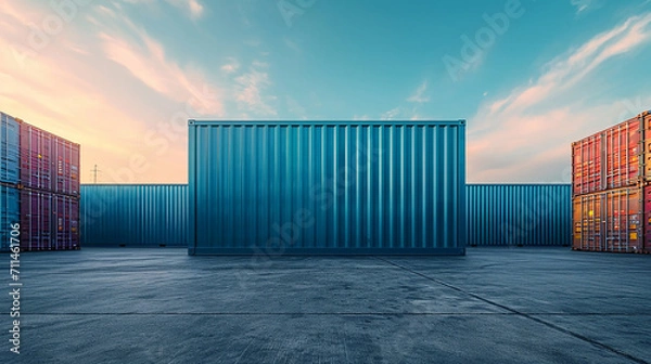 Fototapeta Cargo container or shipping container with strength for shipment storage and transport goods product and raw material between location or country. Made with generative ai