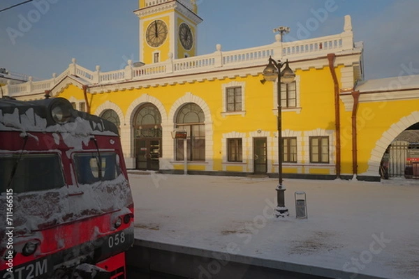 Obraz Train station and railways