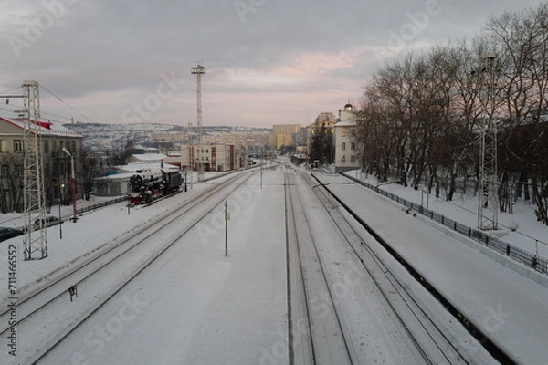 Obraz Train station and railways