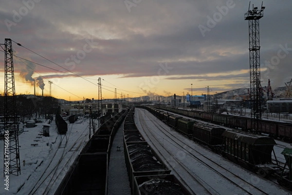 Obraz Train station and railways