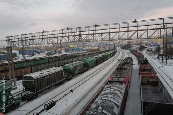 Obraz Train station and railways