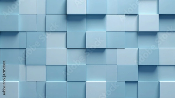 Fototapeta Pastell blue blocks, closeup of mosaic squares, graphics for backgrounds in layers 3d, wallpaper, texture for web business