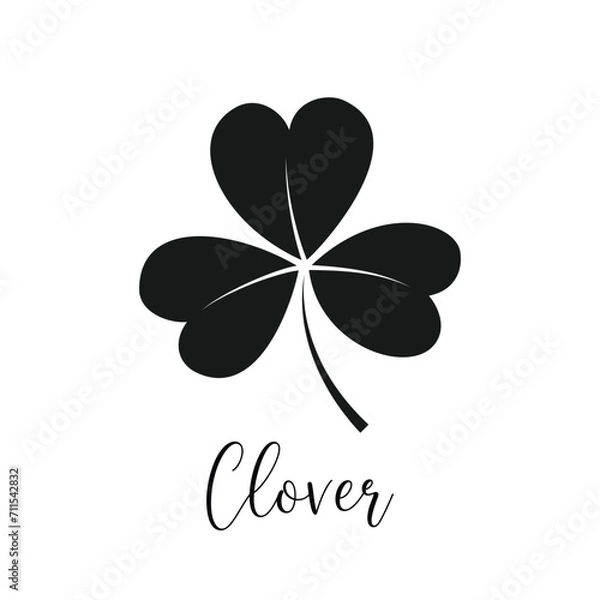 Obraz Black silhouette of clover leave.