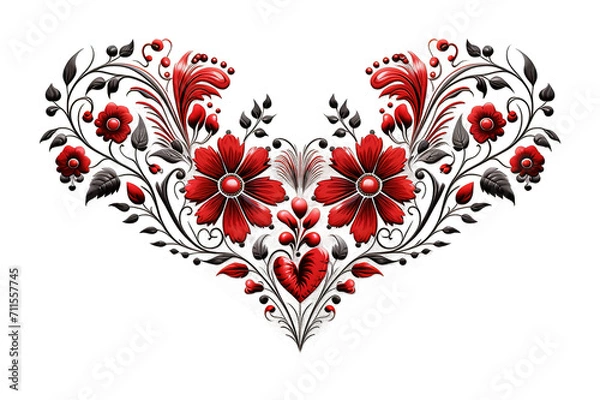 Fototapeta floral heart isolated on PNG Background. Generative Ai.