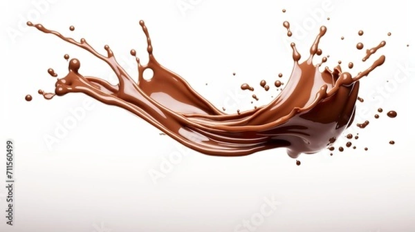 Fototapeta Decadent chocolate splash with elegant ripples, isolated on a pristine white background