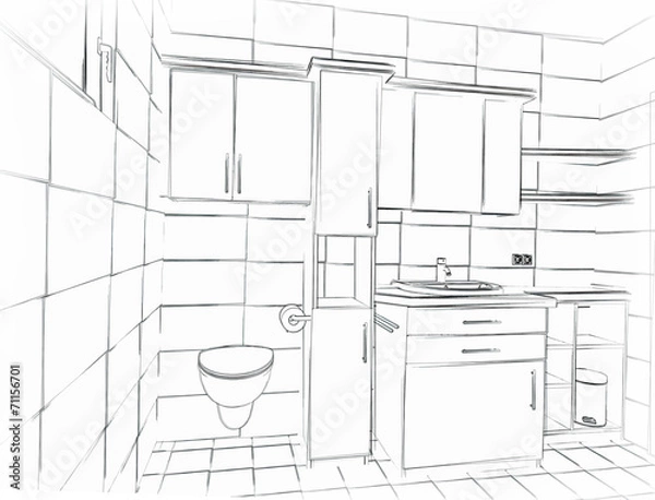 Obraz Skizze Badezimmer
