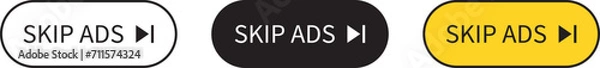 Obraz Skip Ads button lined, isolated and colored style. Vector illustration.eps