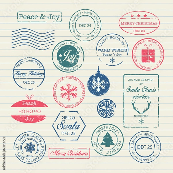 Obraz Christmas stamps set