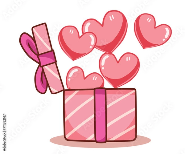 Obraz pinl gift box with hearts. surprise gift 