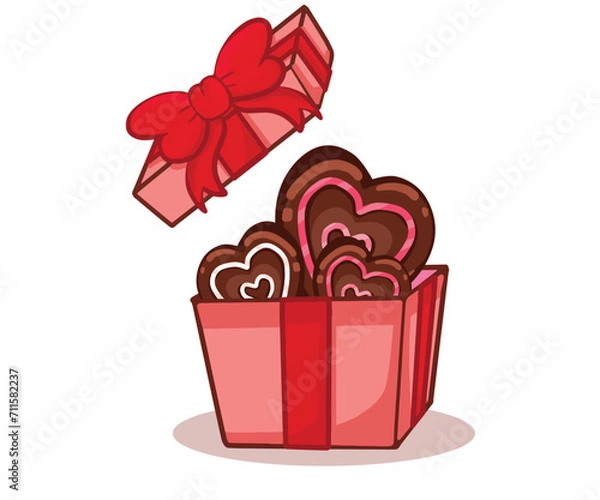 Obraz gift box with red ribbon .chocolate surprise gift 