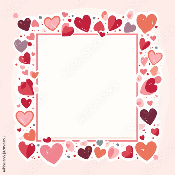 Obraz Abstract flat vector valentines day frame with empty space in the middle Generative Ai