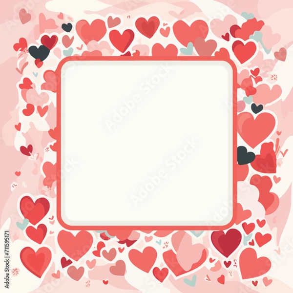 Obraz Abstract flat vector valentines day frame with empty space in the middle Generative Ai