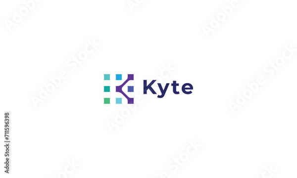 Obraz Letter K simple technological pixel dotted logo