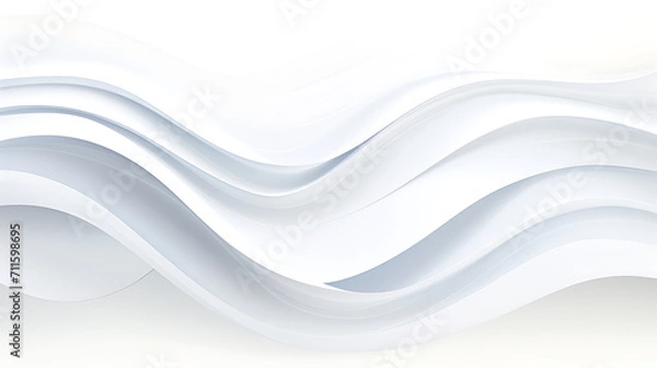Fototapeta White and light grey abstract wave background. Modern lines form an elegant, luxurious, smooth, and clean texture. Gives the design an exclusive feel. Created with Generative AI.