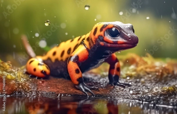 Fototapeta Feuersalamander (Salamandra salamandra), Generative AI