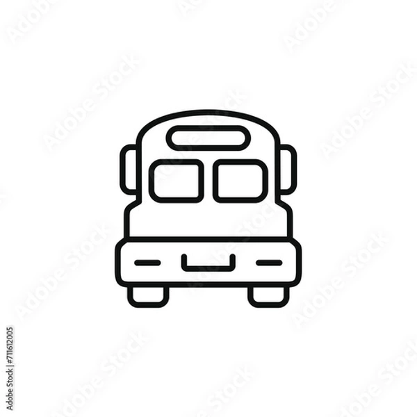 Fototapeta School bus line icon isolated on transparent background