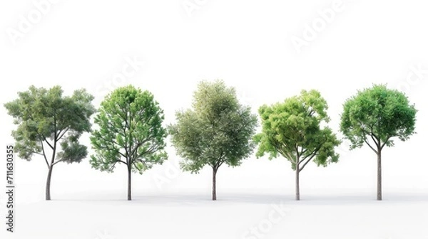 Fototapeta Collection of trees isolated on white background