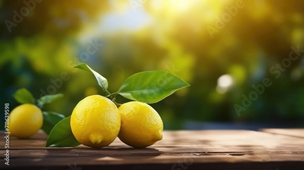 Fototapeta Lemon on table at lemon farm.