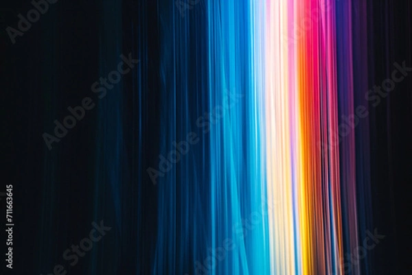 Fototapeta Vibrant neon light streaks on black background