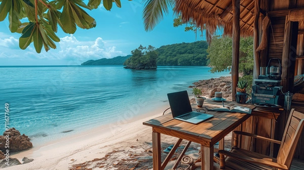 Fototapeta the diversity of remote workspaces in unique and inspiring locations.