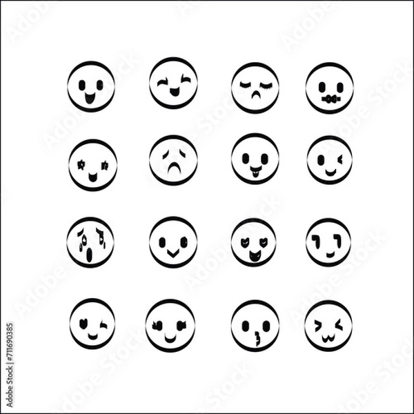 Fototapeta Emojis faces icon in hand drawn style. Doddle emoticons . Happy and sad face sign business concept.