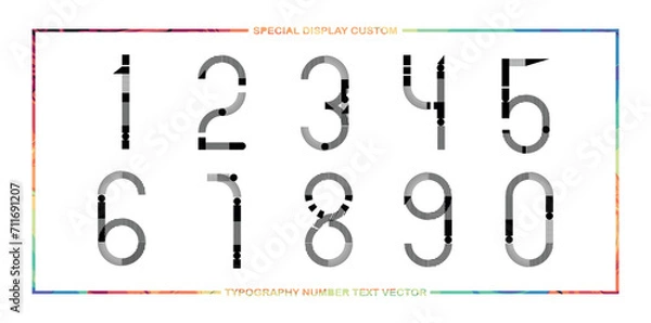 Fototapeta assorted digital custom vector numbers. minimum. Color gradation. Dark. Banner Network. 3d effect. Design. futuristic. Paper cut or effect. Luxury. Premium. 190