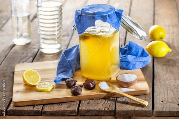 Obraz Water kefir drink - Scoby fermentation