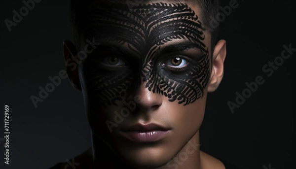 Fototapeta handsome guy with artistic black shadow on his