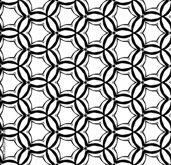 Fototapeta Black seamless abstract pattern. Overlay for background and backdrop. Ornamental design. PNG graphic illustration with transparent background.