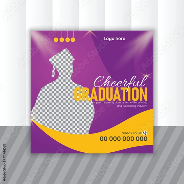Fototapeta vector happy graduation or graduation ceremony square Instagram social media post template