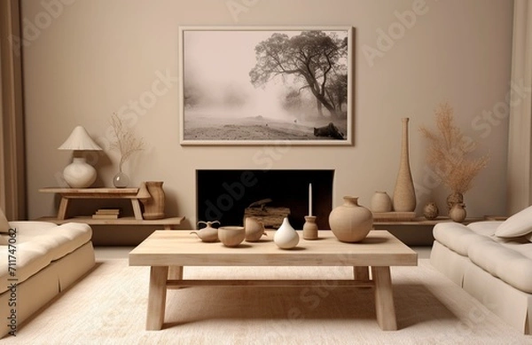Fototapeta Modern Elegance: Chic Living Room Interior Design
