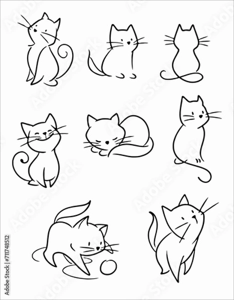 Fototapeta Cat cartoon drawing outline Vector SVG