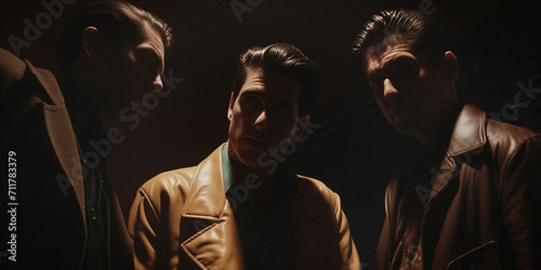 Obraz mafia wise guys in an alley way that looks like a scene from a movie