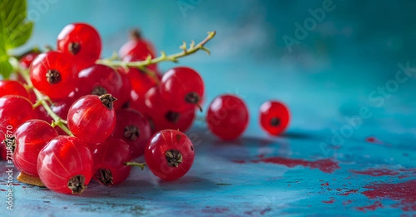 Fototapeta Summer Berries: Glossy red currants add a splash of color, ready for a healthy treat