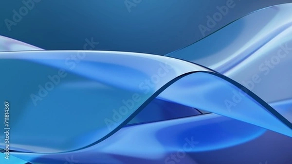 Obraz Abstract 3D Bright Wavy Blue Glass Background