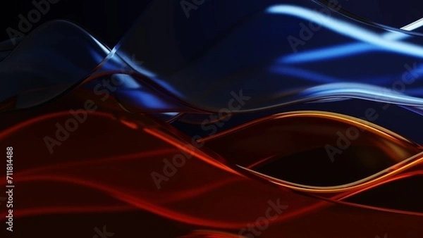 Obraz Abstract 3D Wavy Orange Blue Glass Background