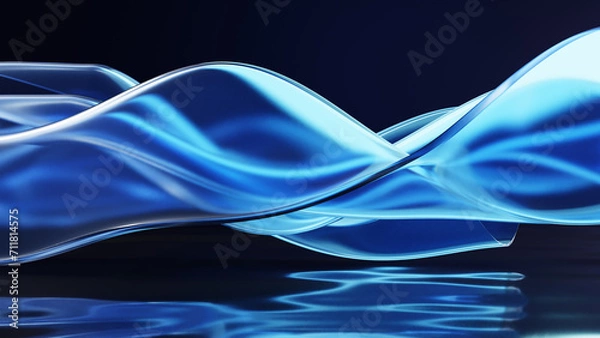 Obraz Abstract 3D Wavy Blue Glass Background