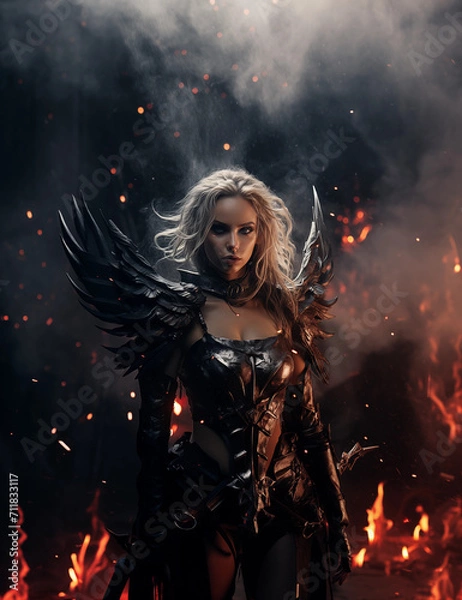 Fototapeta RPG DND fantasy character for Dungeons and Dragons, Roleplay, Avatar, valkyrie, hero