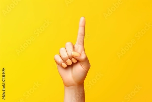 Fototapeta Hand gesture, solid color background