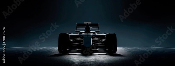 Fototapeta Silhouette of a Formula One car under dramatic lighting.
