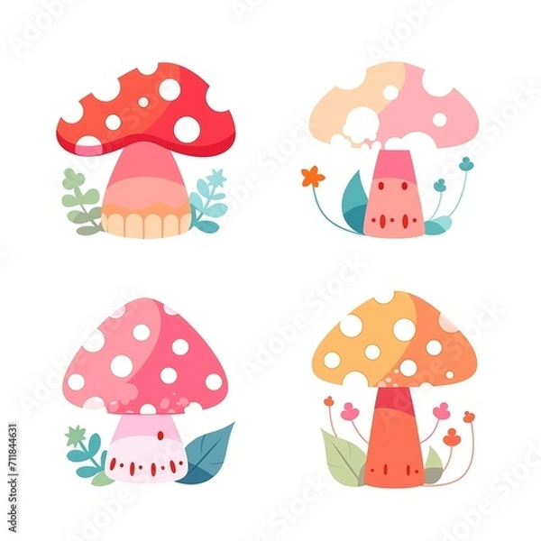 Fototapeta Enchanted Forest: Whimsical Mushroom Illustration